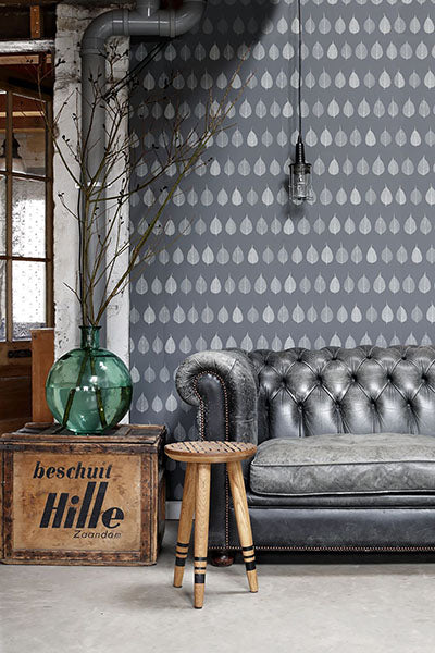 media image for Greenhouse Charcoal Leaves Wallpaper from Design Department by Brewster 224