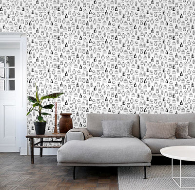 product image for Chita White Perfume Bottles Wallpaper from Design Department by Brewster 45