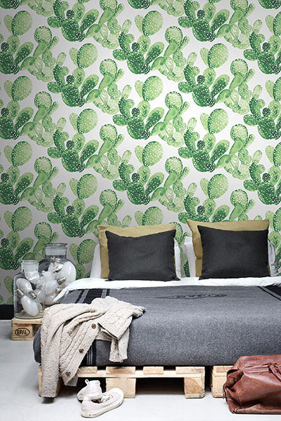 media image for Mimi Green Cactus Wallpaper from Design Department by Brewster 251