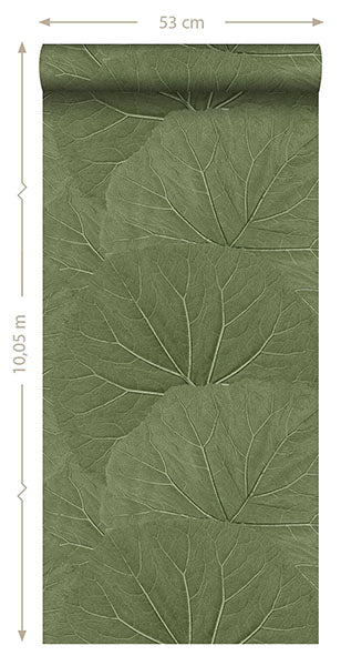 media image for Xylem Olive Large Leaves Wallpaper from Design Department by Brewster 288