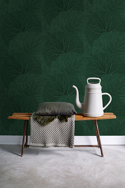 product image for Xylem Evergreen Large Leaves Wallpaper from Design Department by Brewster 20