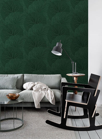 product image for Xylem Evergreen Large Leaves Wallpaper from Design Department by Brewster 53