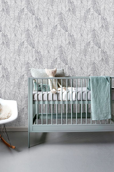 product image for Thuy Grey Banana Leaves Wallpaper from Design Department by Brewster 98