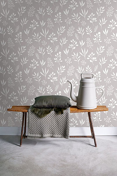 media image for Cynara Grey Scandinavian Floral Wallpaper from Design Department by Brewster 214