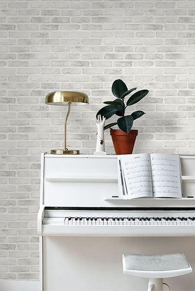 media image for Burnham Grey Brick Wall Wallpaper from Design Department by Brewster 227