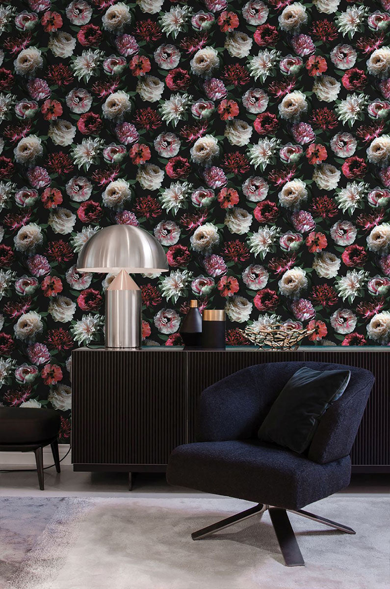 media image for Contessa Ruby Flowers Wallpaper from Design Department by Brewster 230