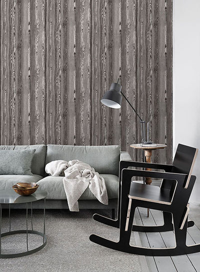 product image for Cady Brown Wood Panel Wallpaper from Design Department by Brewster 80