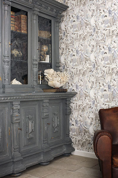 product image for Wunderkammer Neutral Café Wallpaper from Design Department by Brewster 66