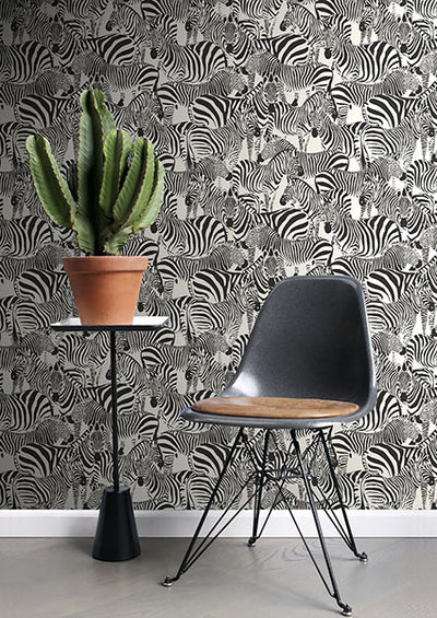 product image for Jemima Black Zebra Wallpaper from Design Department by Brewster 57