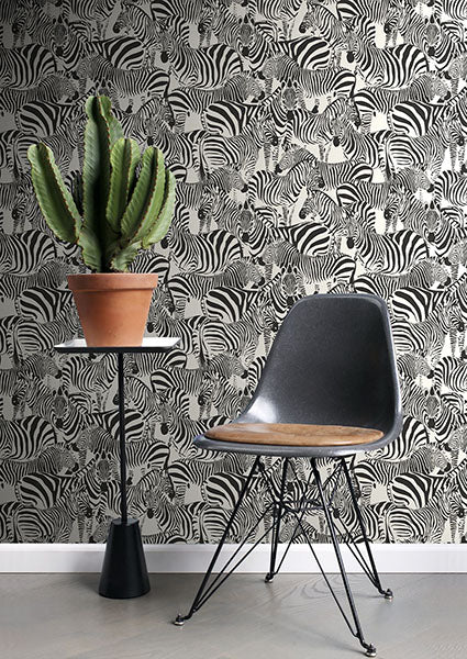 media image for Jemima Black Zebra Wallpaper from Design Department by Brewster 245