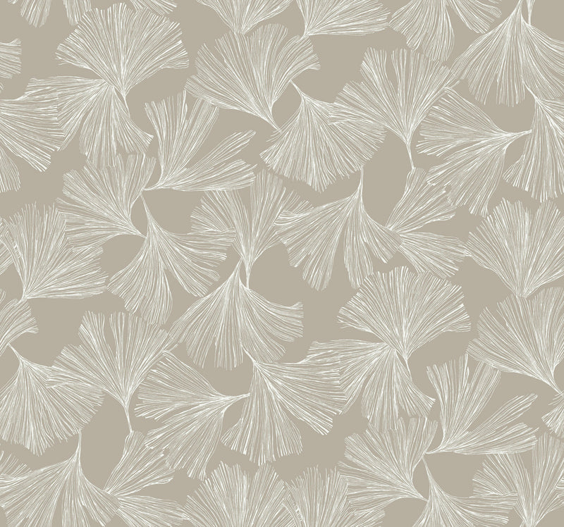 media image for Ginkgo Toss Wallpaper in Silver from the Dazzling Dimensions Vol. 2 Collection by Antonina Vella 298