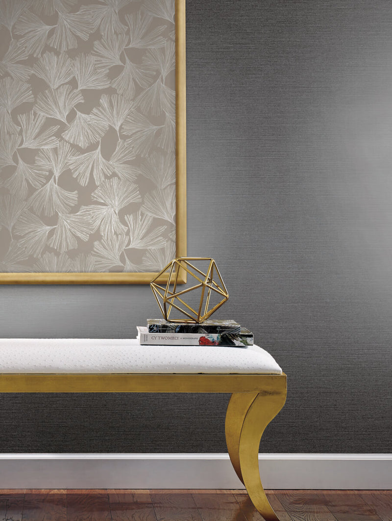 media image for Ginkgo Toss Wallpaper in Silver from the Dazzling Dimensions Vol. 2 Collection by Antonina Vella 236