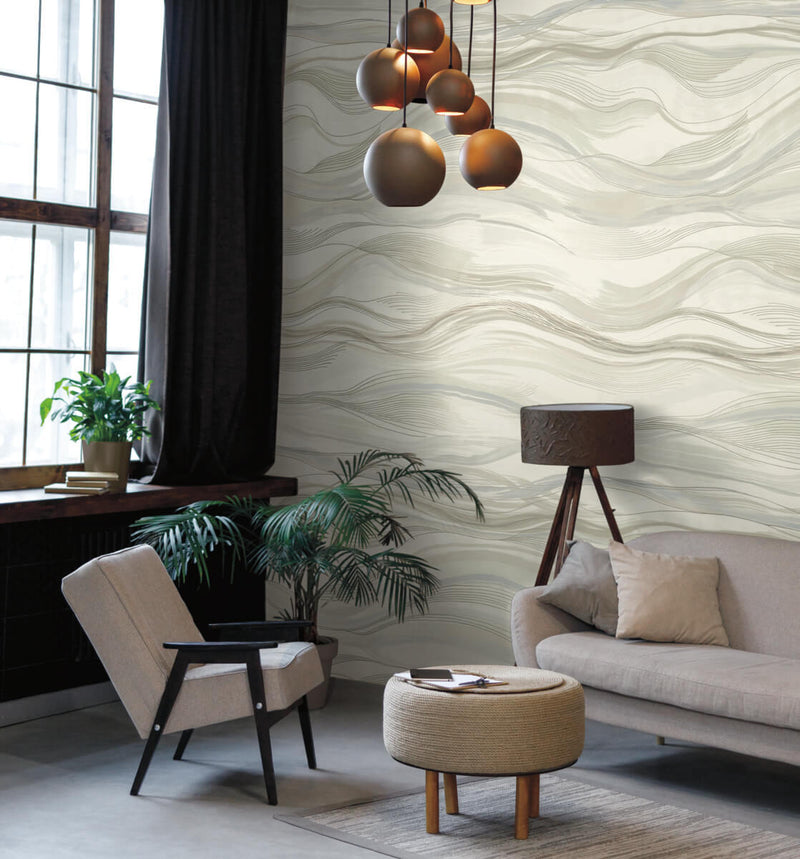 media image for Currents Wallpaper Mural in Neutral from the Dazzling Dimensions Vol. 2 Collection by Antonina Vella 298