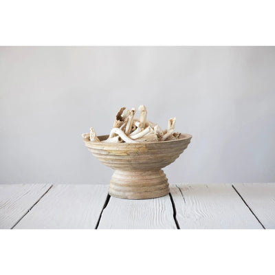 product image for mango wood ridged footed bowl by bd edition df2440 2 47