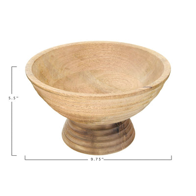 product image for mango wood ridged footed bowl by bd edition df2440 3 61