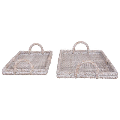 product image for decorative rattan trays with handles set of 2 by bd edition df3146 2 46