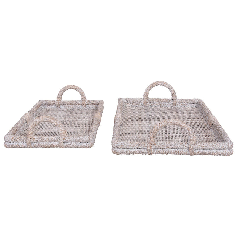 media image for decorative rattan trays with handles set of 2 by bd edition df3146 2 240