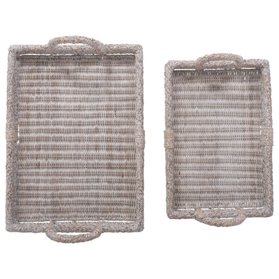 product image for decorative rattan trays with handles set of 2 by bd edition df3146 3 95