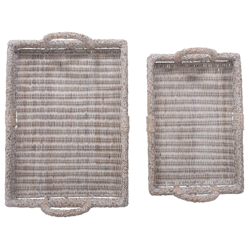 media image for decorative rattan trays with handles set of 2 by bd edition df3146 3 282