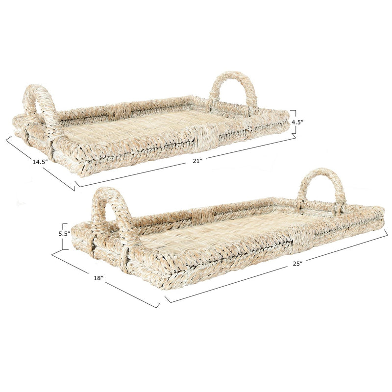 media image for decorative rattan trays with handles set of 2 by bd edition df3146 4 245