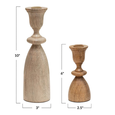 product image for mango wood taper holders set of 2 by bd edition df3554 2 23