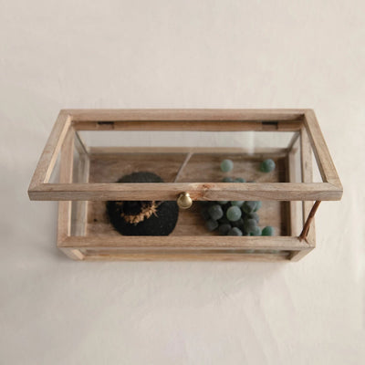 product image for mango wood and glass display box with lid by bd edition df4022 5 83