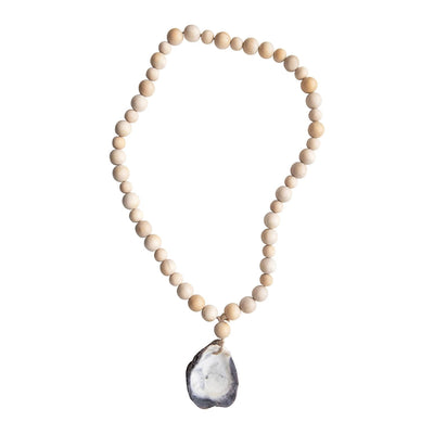 product image of mango wood beads with oyster shell pendant by bd edition df5322 1 557