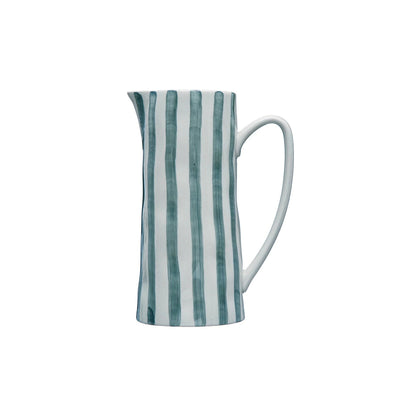 product image of hand painted stoneware pitcher with stripes by bd edition df6037 1 561