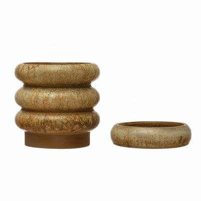 product image for stoneware planter with saucer by bd edition df6330 3 55