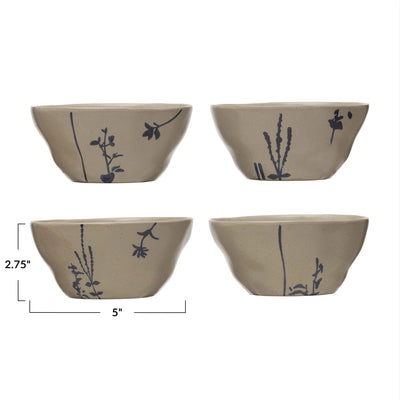 product image for hand stamped stoneware bowl w botanicals 4 styles by bd edition df6634a 3 14