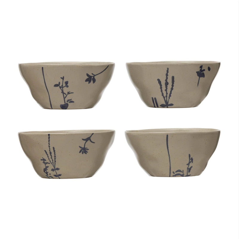 media image for hand stamped stoneware bowl w botanicals 4 styles by bd edition df6634a 1 225