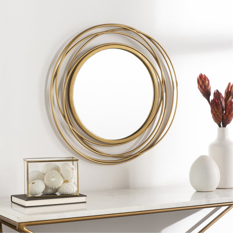 media image for Dixie DII-003 Round Mirror in Gold by Surya 24