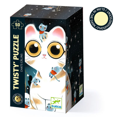 product image for cuddly cats 50pc metallic glow in the dark wizzy jigsaw puzzle by djeco dj07021 1 66