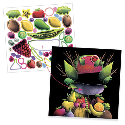 product image for spring vegetables inspired by arcimboldo sticker collage art kit by djeco dj09370 4 81