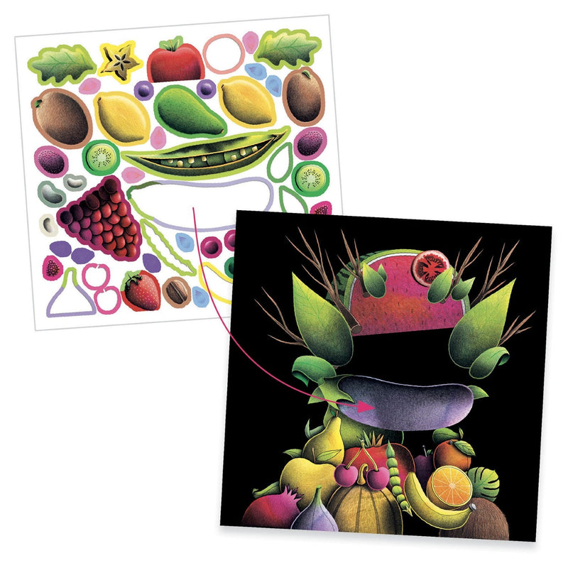 media image for spring vegetables inspired by arcimboldo sticker collage art kit by djeco dj09370 4 245