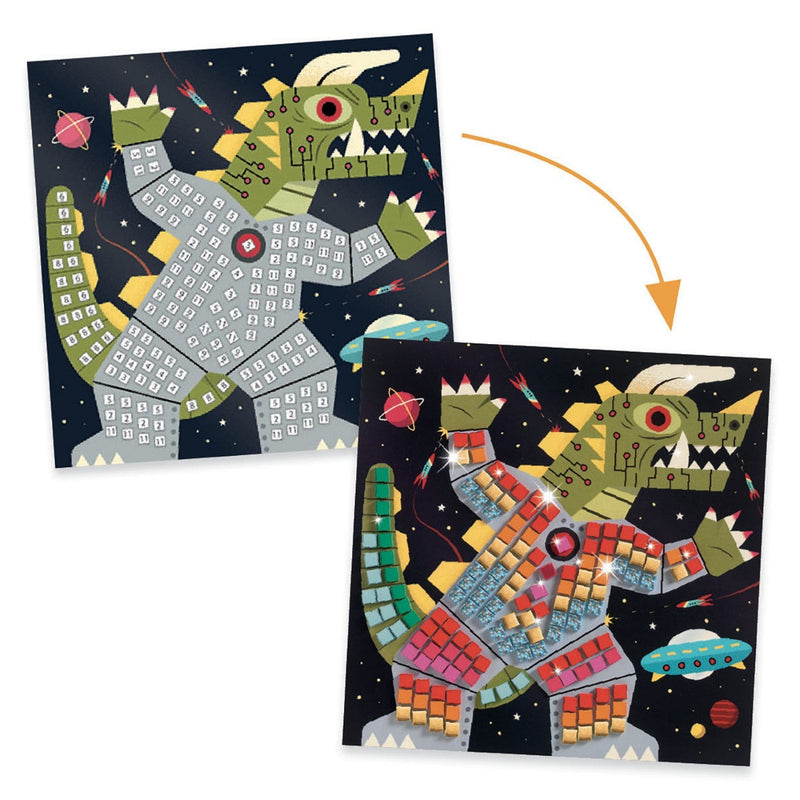 media image for space battle sticker mosaic craft kit by djeco dj09424 4 212