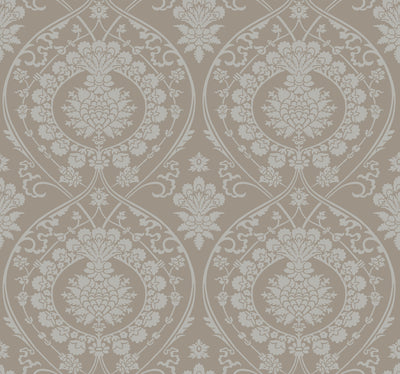 product image of sample imperial damask wallpaper in beige silver from damask resource library by york wallcoverings 1 578