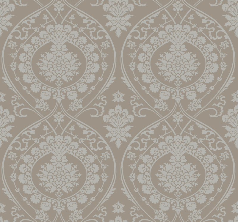 media image for sample imperial damask wallpaper in beige silver from damask resource library by york wallcoverings 1 24