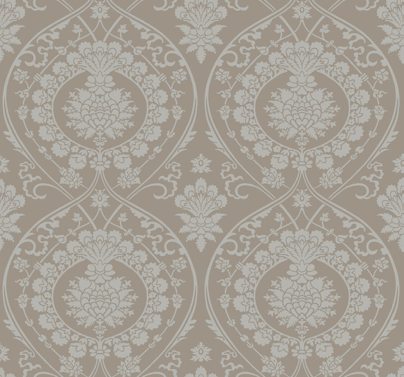 media image for sample imperial damask wallpaper in beige silver from damask resource library by york wallcoverings 1 24