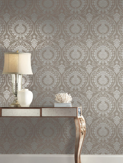 product image for Imperial Damask Wallpaper in Beige/Silver from Damask Resource Library by York Wallcoverings 1