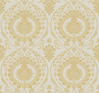 product image of Imperial Damask Wallpaper in Linen/Gold from Damask Resource Library by York Wallcoverings 547