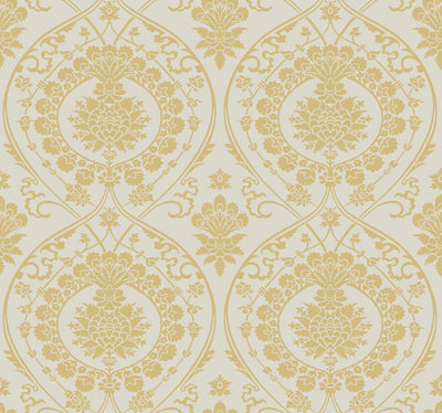 product image of Imperial Damask Wallpaper in Linen/Gold from Damask Resource Library by York Wallcoverings 547