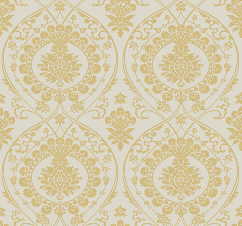 media image for Imperial Damask Wallpaper in Linen/Gold from Damask Resource Library by York Wallcoverings 274