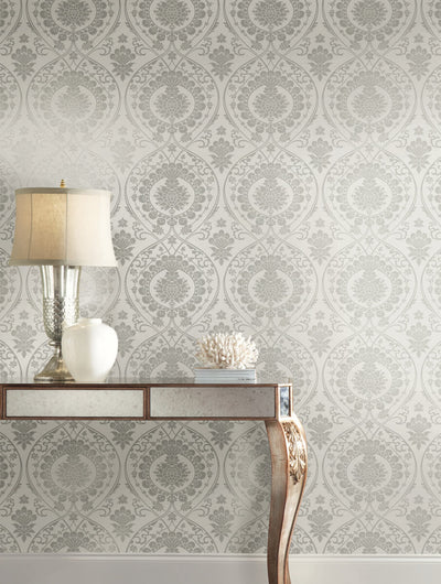 product image for Imperial Damask Wallpaper in Grey/Silver from Damask Resource Library by York Wallcoverings 59