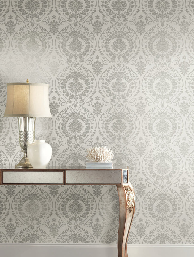 media image for Imperial Damask Wallpaper in Grey/Silver from Damask Resource Library by York Wallcoverings 263