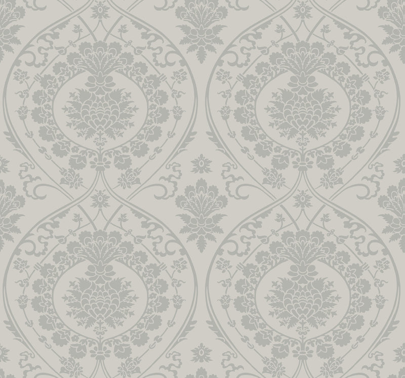media image for sample imperial damask wallpaper in grey silver from damask resource library by york wallcoverings 1 21