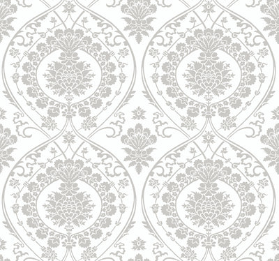 product image for Imperial Damask Wallpaper in White/Silver from Damask Resource Library by York Wallcoverings 37