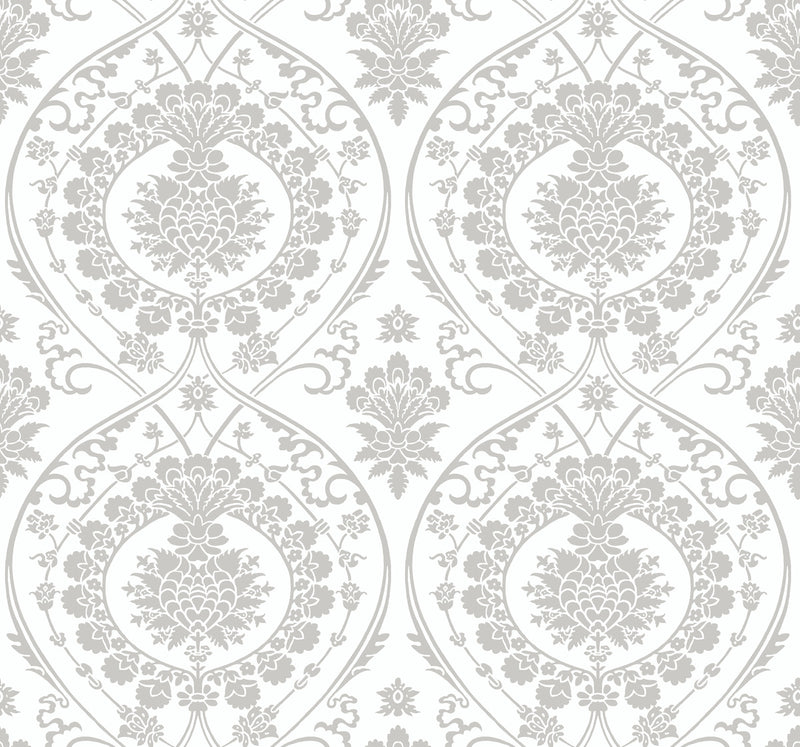media image for Imperial Damask Wallpaper in White/Silver from Damask Resource Library by York Wallcoverings 264