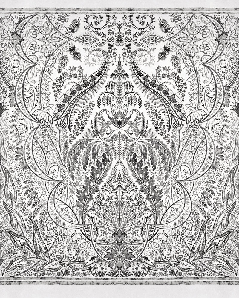 media image for Jaipur Paisley Damask Wall Mural in Black/White from Damask Resource Library by York Wallcoverings 223