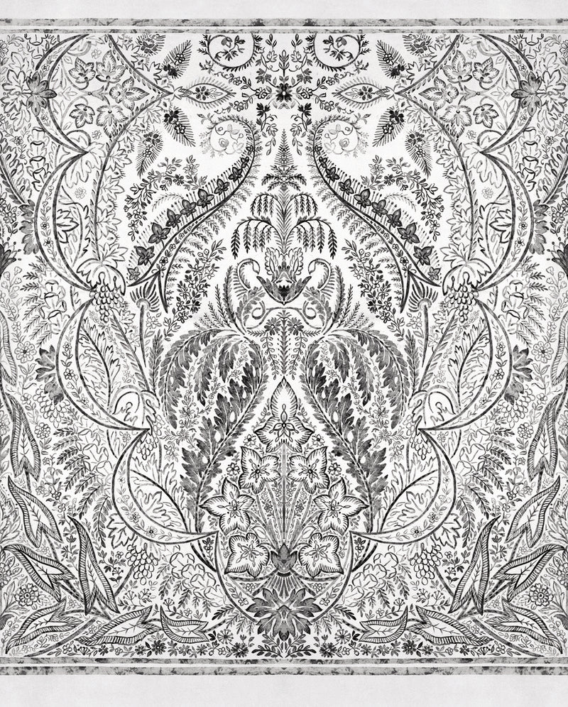 media image for Jaipur Paisley Damask Wall Mural in Black/White from Damask Resource Library by York Wallcoverings 223